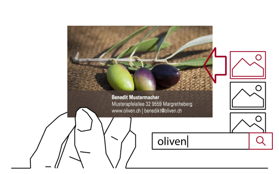 Cartes de visite recto-verso avec recherche d'images et suggestions de mise en page