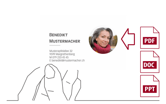 Cartes de visite recto-verso avec téléchargement de fichiers de bureau